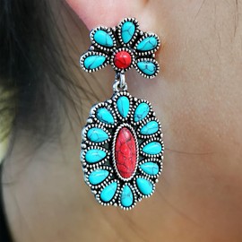 Red Turquoise Earrings for Women White Western Drop Earrings Western Outfit for Women Dainty Dress Boho Jewelry Gifts