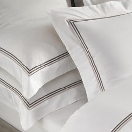 Ranznaz White Pillow Shams Queen Size Set of 2, 100% Cotton Luxury Hotel Embroidered 3-Lines Stitched Hem Pillowcases, Decorative Pillow Cases with Envelope Closure for Bedding Linen, 20x30 Inches