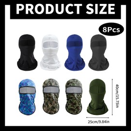 Bekecidi 8 Pack Balaclava Face Mask for Men, Sports Breathable Motorcycle Cycling Mask Full Face Cover Sun Protection Face Mask Bandana for Outdoor Cycling Skiing Multicolour