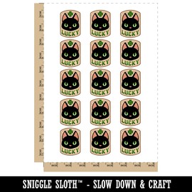 Lucky Black Cat with Clover Temporary Tattoo Water Resistant Fake Body Art Set Collection - 15 2" Tattoos (1 Sheet)