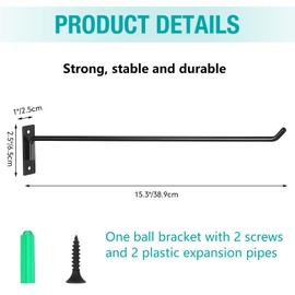 Threan 15.3 Inch Yoga Ball Holder Wall Metal Mounted Storage Display Storage Ball Rack, Exercise Mat Wall Hanger Hooks for Yoga Basketball Volleyball(20 Pcs)