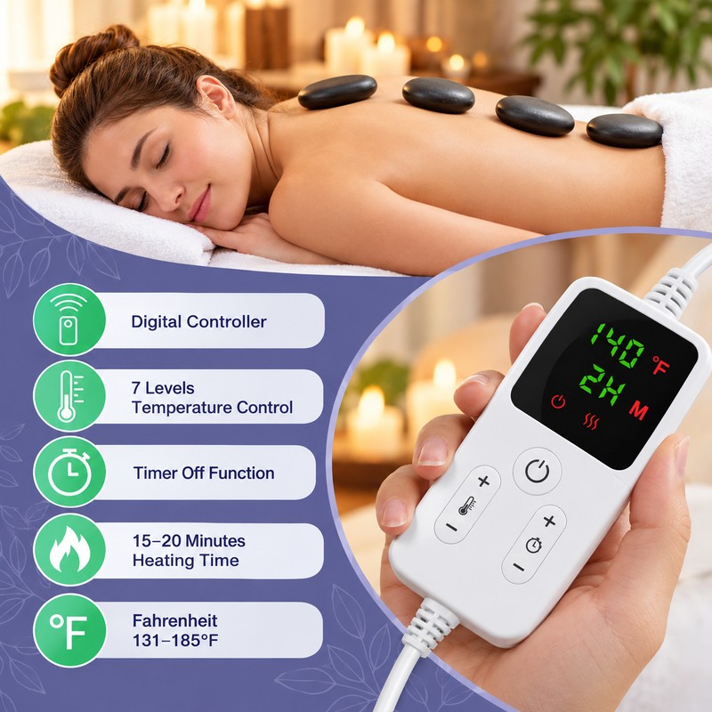 Hot Stone Massage Set for Neck & Back – 20-Piece