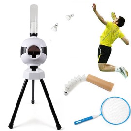 YIPONYT Automatic Badminton Serve Machine, Portable Automatic Shuttlecock Launcher Badminton Robot Shooting Machine for Indoor & Outdoor Training