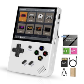 RG35XX Plus Retro Handheld Game Console 3.5 inch IPS Screen 3300mAh Battery Linux Players Built-in 64G Card 5515 Classic Games (RG35XX Plus White)