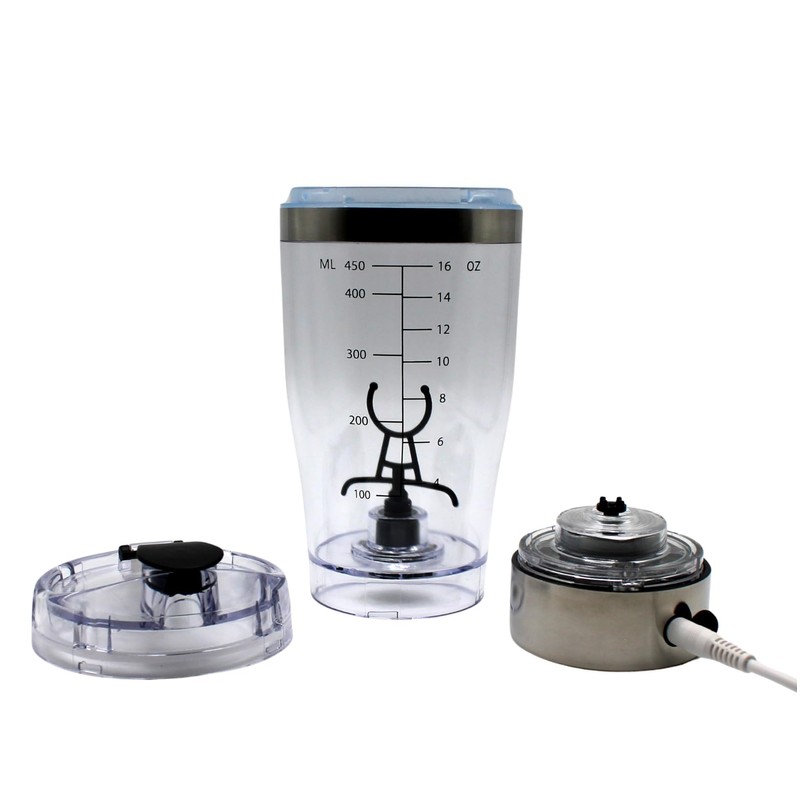 USB Rechargeable Vortex Protein Shaker Bottle – 16oz Electric Mixer