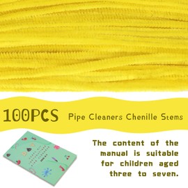 Giwrmu 100 Pieces Pipe Cleaners Chenille Stem, Yellow Pipe Cleaners Craft, Fuzzy Sticks Craft Supplies, Colored Pipe Cleaner for Creative Handmade DIY Art Craft Project