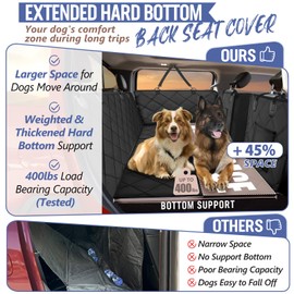 ROUWINNE Back Seat Extender for Dogs Truck-Large Space, Truck Dog Seat Cover Back Seat Hard Bottom Holds 400lbs, Sturdy Pet Seat Covers for Trucks, Waterproof Backseat Dog Hammock for Truck