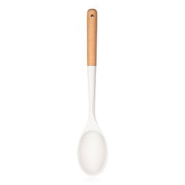 Silicone Cooking Spoons Large 13 inch Mixing Spoons Solid Wooden Handle Heat Resistant Nonstick Cooking Spoon for Stirring, Basting, and Serving