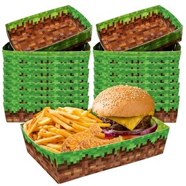 38 Pcs Video Gaming Theme Paper Food Trays Boats Disposable, Nacho Snack Taco Food Trays for Video Game Birthday Party Decorations Supplies Favors