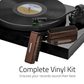 Fluance 3-in-1 Vinyl Record & Stylus Cleaning Kit with Anti-Static Carbon Fiber Brush, Velvet Brush, Stylus Brush - Precise Cleaning to Restore Sound Quality (VB65)