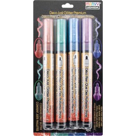 UCHIDA Decocolor Just Glitter Premium Marker Set 4/Pkg-Red, Blue, Green & Violet
