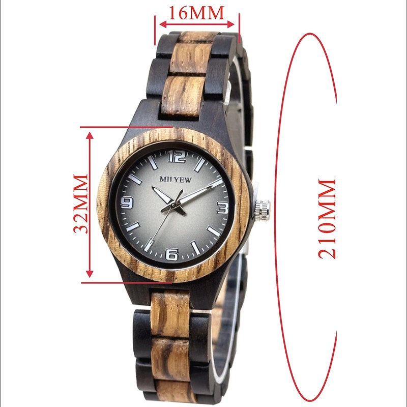 MII YEW Wooden Watch for Women Natural Lady Wood Watch