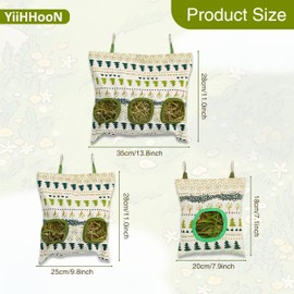 3 Pcs Rabbit Hay Feeder Bag, 3 Styles Bunny Guinea Pig Hay Feeder, Hanging Feeder Sack Small Animals Hay Bag Chinchilla Bunny Hay Holder Storage for Rabbit Guinea Pig Hamsters Chinchilla