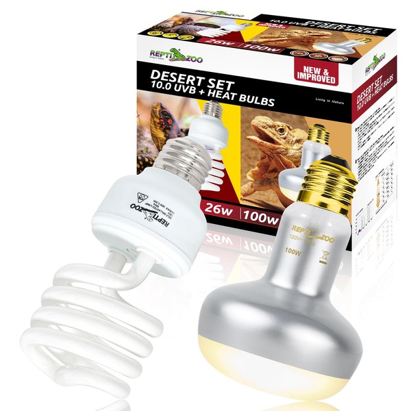 REPTIZOO Reptile Heat Lamp Bulb and UVB 10.0 Reptile Light