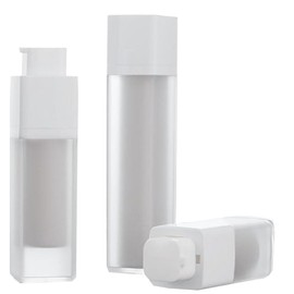 2pcs Square Essence Dispensers Frosted Airless Pump Bottles - Plastic Refillable Empty 50ml for Foundation Cream Lotion