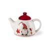 Excelsa 64125 Gnomo Christmas Teapot, Ceramic, White, Red