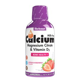BlueBonnet Bluebonnet Nutrition Liquid Calcium Citrate Calcium Citrate, Magnesium Citrate, Vitamin D3, Bone Health, Gluten Free, Soy Free, Milk Free, Kosher, 32 Servings, Strawberry Flavor, 16 Fl Oz (Pack of 1)