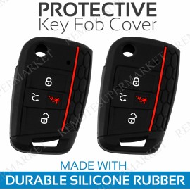 RemoteSuperMarket 2 Key Fob Cover for 2019-2020 Volkswagen Jetta Protective Rubber Skin Jacket