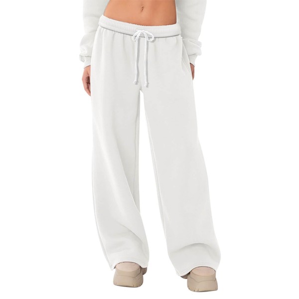 HeSaYep Women's Fleece Lined Sweatpants Wide Leg Baggy High Waisted