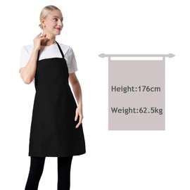 CWFUN 12 pack Black Apron bulk for Women Men with Pockets, Plain Adult Bib kitchen Cooking bbq Painting Aprons