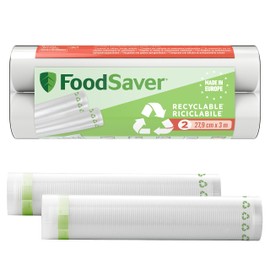 FoodSaver Vacuum Sealer Rolls | Recycled and Reusable Food Bags | Keep Food Fresh up to 5x Longer | BPA Free | 2 Rolls for Freezer and Cooking (28 cm x 3 m)