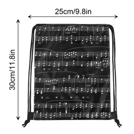 12 Pcs Black & White Sheet Music Drawstring Bag Set Music Note Theme Backpack Storage Bag Ideal for Travel, Fitness, and Everyday Use, 2 Design