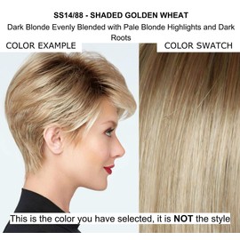 Take It Short Wig Color SS14/88 SHADED GOLDEN WHEAT - Hairdo Wigs 7" Short Length Boy Cut Face Framing Tru2Life Heat Friendly Synthetic Salon Styled Average Cap Neck Bundle MaxWigs Hairloss Booklet