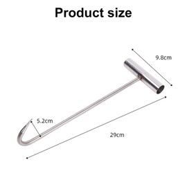 Stainless Steel Manhole Lid Lifter, Hook for Manhole Lid, T Shaped Manhole Lid Hook, Stainless Steel, Lifting Tool, Hook for Duct Lid, Roller Shutter Doors, Meat Hooks, 30 cm