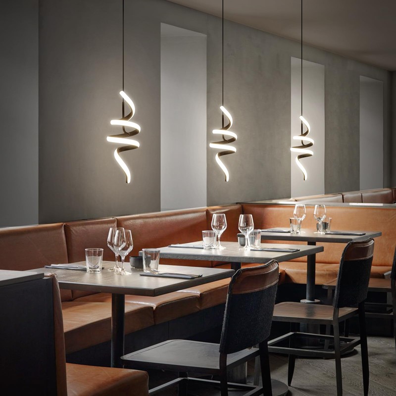 Sovinzert 4000K Modern Pendant Light, 15IN Spiral LED Pendant Lights