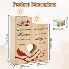 Sympathy Gifts for Loss of Mom Wooden Cardinal Candle Holder Memorial Gifts Funeral Decorations Table Decor Mom Thinking of You Remembrance Condolence Grief Presents for Loss of Loved One Mother
