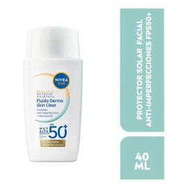 Protector Solar Facial NIVEA SUN Fluido Diario Derma Skin Clear Con Niacinamida Anti-Imperfecciones Fps50+, Acabado Seco 40Ml, Bloqueador Solar