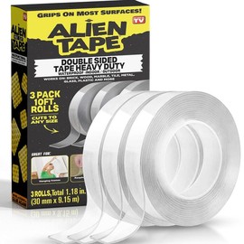 Alien Tape - Double Sided Tape Heavy Duty, Multipurpose Nano Removable Adhesive Tape Transparent, Clear Mounting, Washable Strong Sticky Heavy Duty for Carpet Photo Frame, Poster Décor, Hanging - Size: 30 Feet