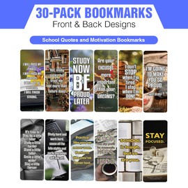Creanoso School Quotes and Motivation Bookmarks (5-Sets X 6 Cards) – Daily Inspirational Card Set – Interesting Book Page Clippers – Great Gifts for Adults and Professionals
