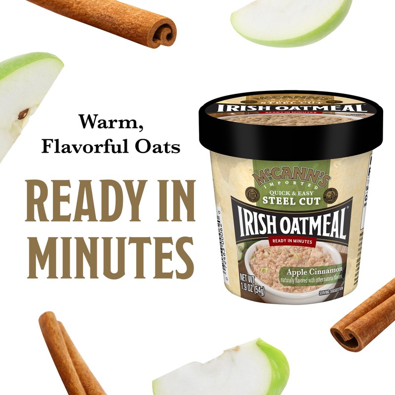 McCann's Irish Oatmeal Instant Oatmeal Cup, Apple Cinnamon, 1.9 Ounce