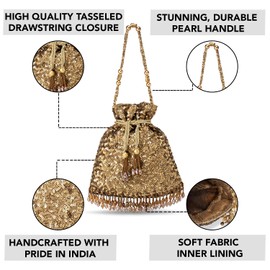 Aheli Indian Potli Bags Gift for Women Evening Bag Clutch Ethnic Bride Purse with Drawstring