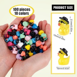 100pcs Mini Resin Cowboy Ducks with Sunglasses, Colorful Miniature Resin Ducks Tiny Duck Figures for Craft Garden Landscape Home Decorations (10 Colors)
