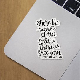 Decal Stickers of Where The Spirit of The Lord is There is Freedom Premium Indoor (No Waterproof) Vinyl Decal Stickers for Laptop Phone Accessory Helmet Car Window Mug Tuber Cup Door ANDVER3f82050BL
