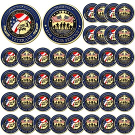 Landical Bulk 40 Pcs Military Challenge Coins Thank You for Your Service Veterans Gift Coins Military Appreciation Coins for Veterans Christmas Military Gift(Classic)