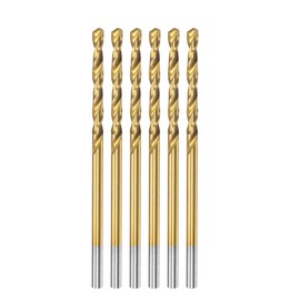 sourcing map High Speed Steel Straight Shank Twist Drill Bit Fully Ground Titanium Coated 1.9mm Drill Diameter 46mm Total Length 21mm Drill Bit Length 6 Pcs