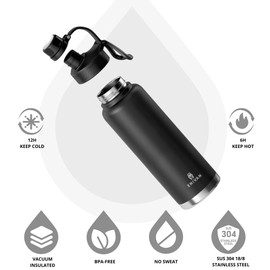 ENIVAN, 1L Insulated Stainless Steel Water Bottle with Straw and Spout Lids – BPA-Free, Leakproof Sports Water Bottle for Gym, Fitness, Hiking, Camping, Office, School