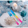 Supernal 120pcs Rainbow Silverware,Gold Plastic Silverware,Rainbow Plastic Cutlery,Rainbow Party Flatware,Pink