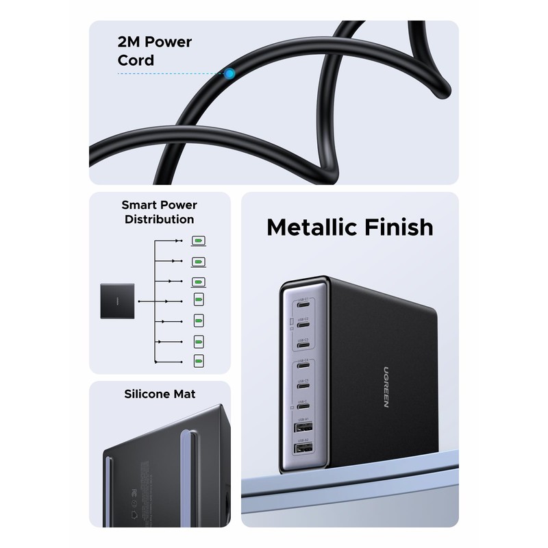 UGREEN 200W 6C2A Gallium Nitride Desktop Fast Charger