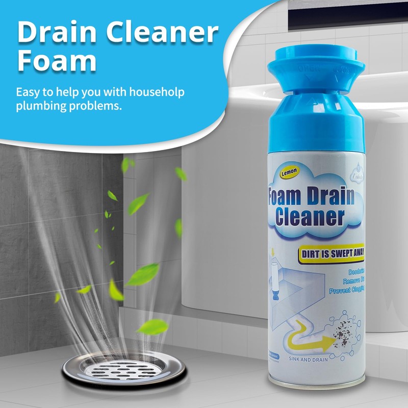 Drain Cleaner, Foaming Drain Cleaner and Deodorizer, Sink Cleaning Foam,