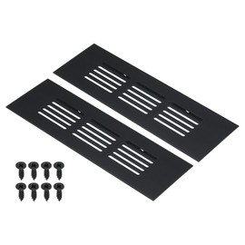 PATIKIL 6 x 2 Inch Door Air Vent Cover, 2pcs Aluminum Grille Ventilation Cover Louvered with Mounting Screws for Cabinet Wardrobe Door, Black