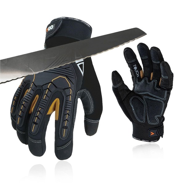 Vgo... 1Pair Cut resistant work gloves,Cut proof gloves for men，ANSI