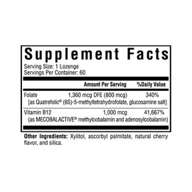 Seeking Health Seeking Health Methyl B12 with L-Methylfolate - MTHFR Support Supplement - Methylation Support Supplement - Lozenges to Support Brain Health & Energy - 60 Lozenges