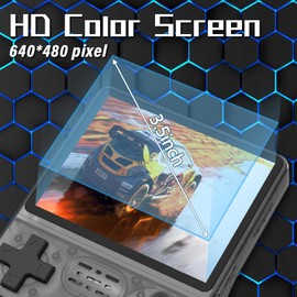 FVBADE[30000 in 1] R40S PRO Handheld Game Console 3.5 inch IPS Screen Mini Retro Console 3800mAh Portable Pocket Arcade 12+ Mainstream Emulator 256G TF Card Transparent.(Black)