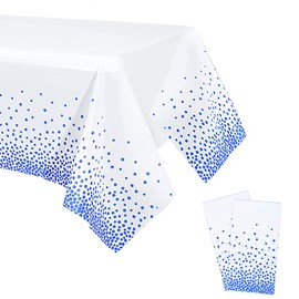 YXHZVON Dot Tablecloths, Pack of 2 Confetti Party Tablecloth, Birthday in Blue Dots, Rectangular Table Decoration for Bridal Showers, Engagement, Wedding, Housewarming Party (137 x 274 cm)