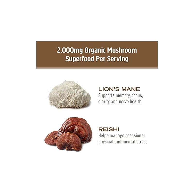 Om Organic Mushroom Nutrition Brain Fuel Superfood Daily Boost Capsule,