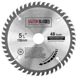 Saxton TCT Circular Wood Saw Blade 136mm x 20mm (16mm Ring) x 48 Teeth Compatible with Bosch Makita etc
